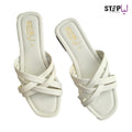 White Rexine Crisscross Slippers for Women