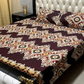 Crystal Cotton Printed Double Bedsheet Set Brown 3-Piece