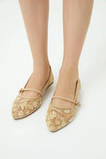 Beige Embroidered Women's Heels Size 6-9