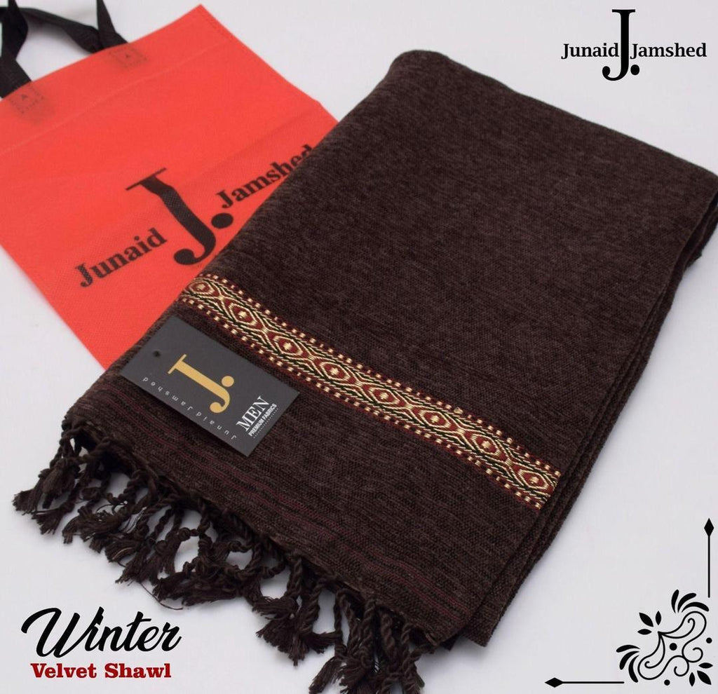 Premium Velvet Shawl Brown Gold Embroidered Winter Formal Wear