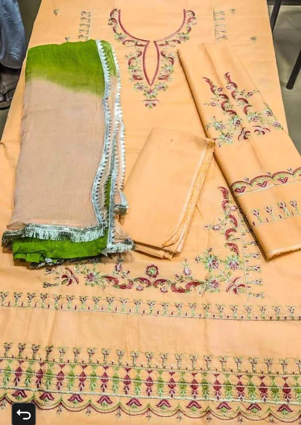 Peach Embroidered Lawn 3Pcs Set