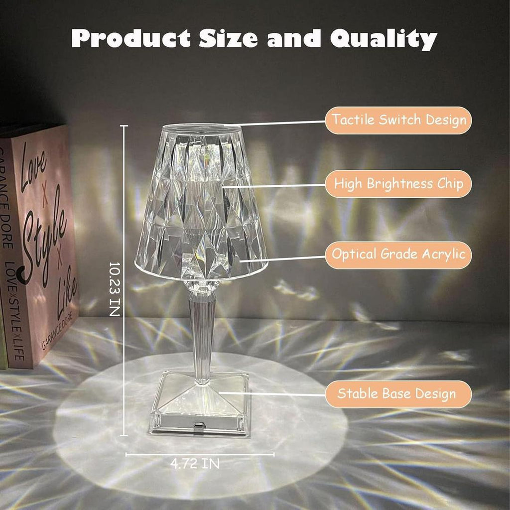 Rechargeable Crystal White Table Lamp with Remote Control