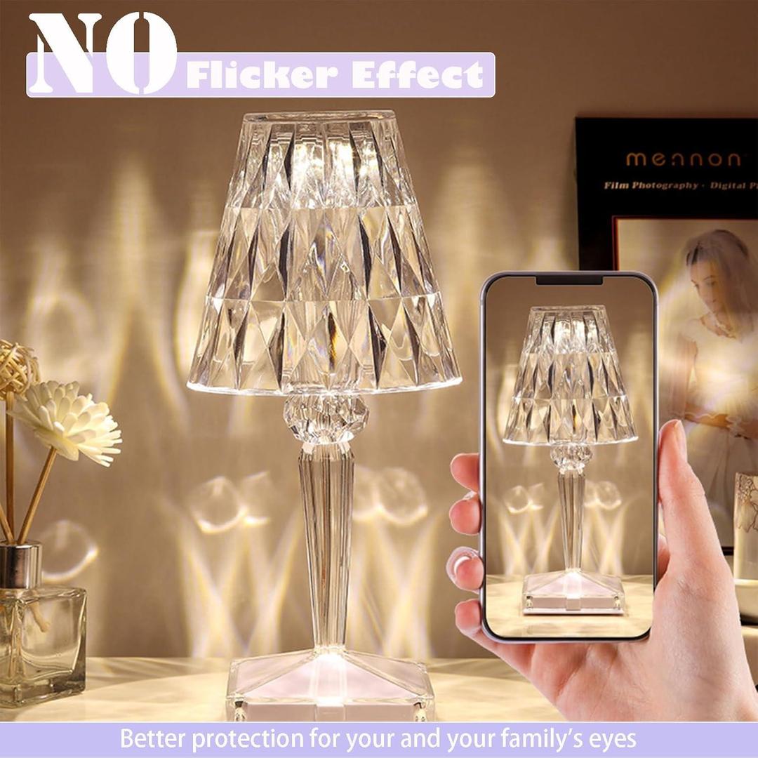Rechargeable Crystal White Table Lamp with Remote Control