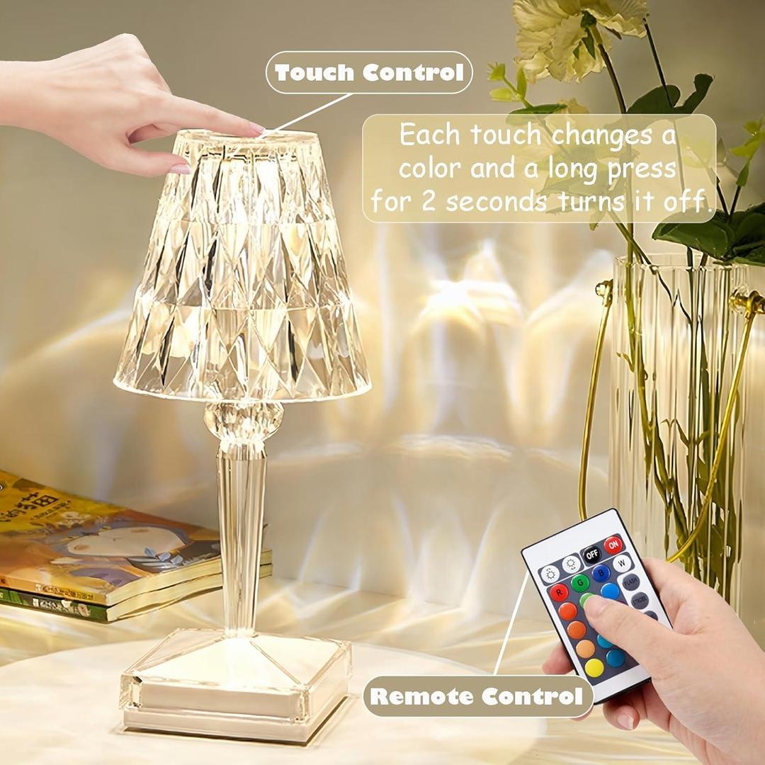 Rechargeable Crystal White Table Lamp with Remote Control