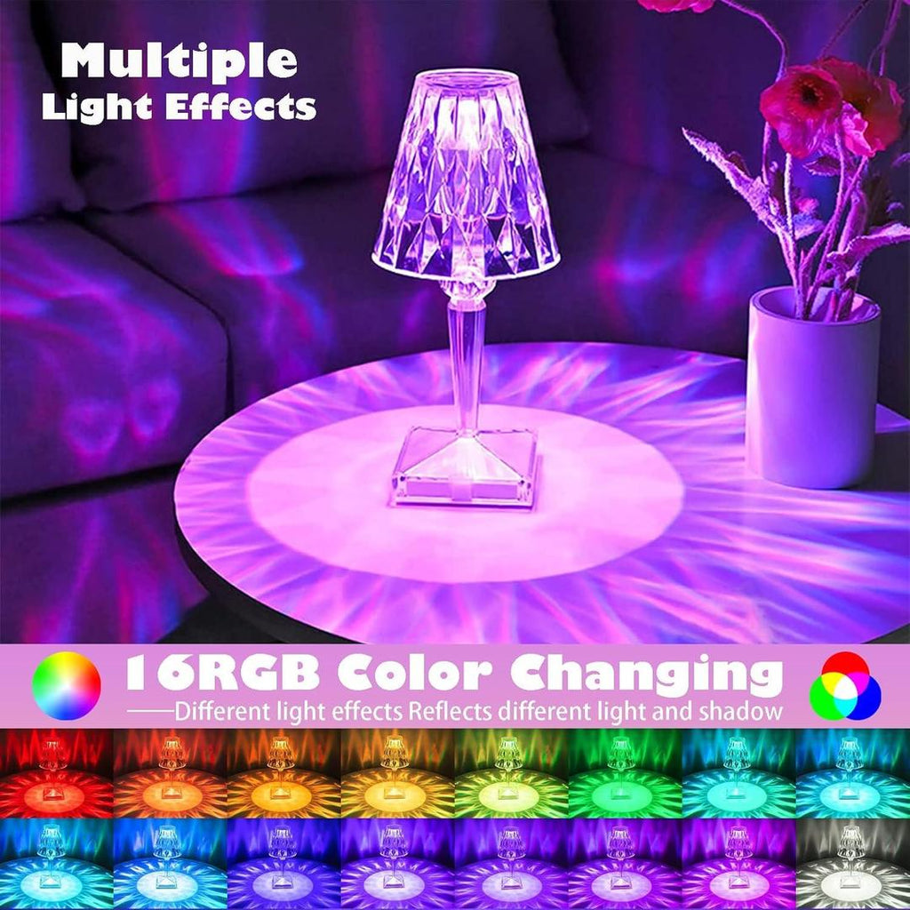 Rechargeable Crystal White Table Lamp with Remote Control