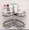 Bathroom Corner Organizer Black PVC Adhesive