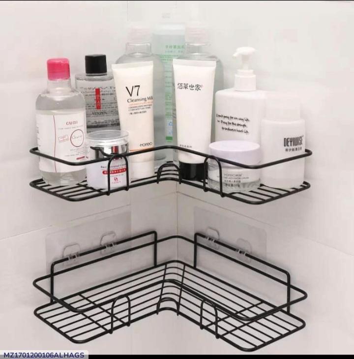Bathroom Corner Organizer Black PVC Adhesive