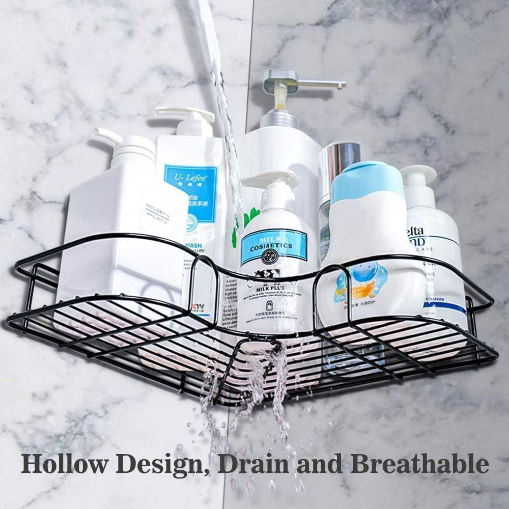 Bathroom Corner Organizer Black PVC Adhesive