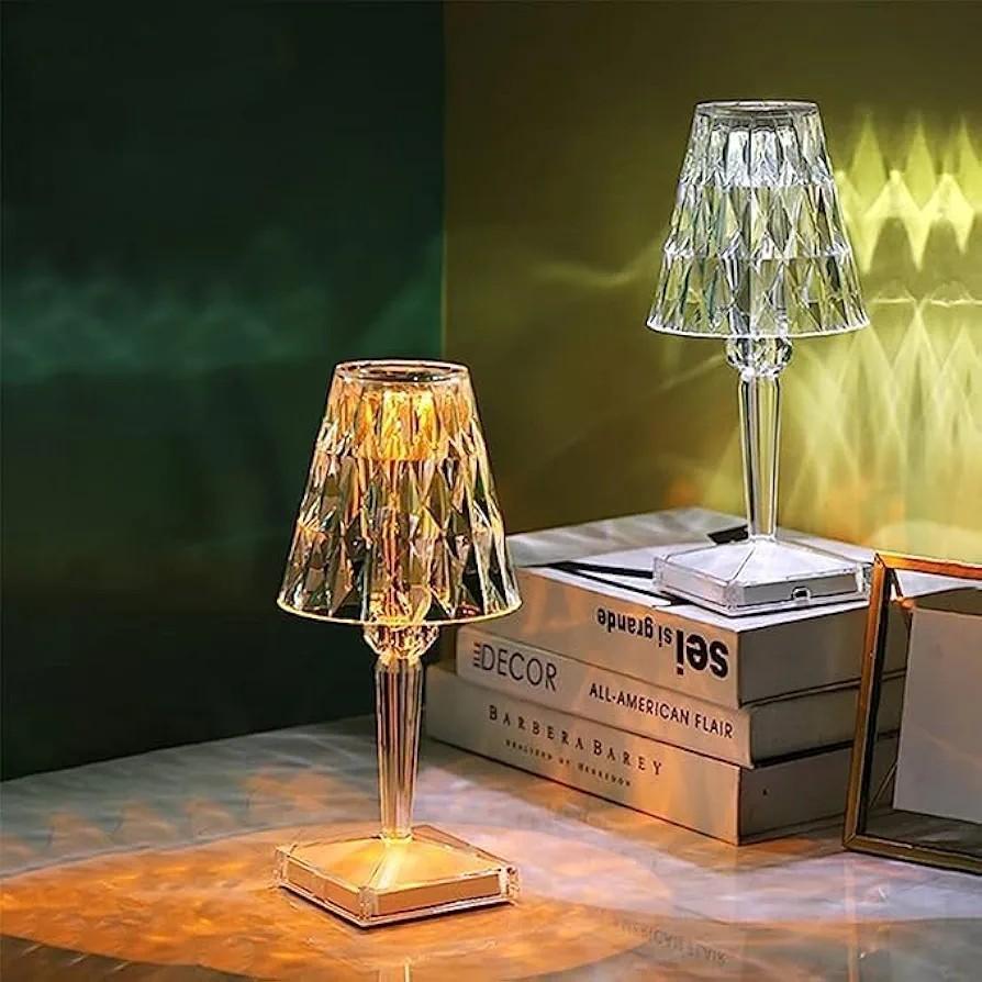 Rechargeable Crystal Table Lamp Golden White 25cm