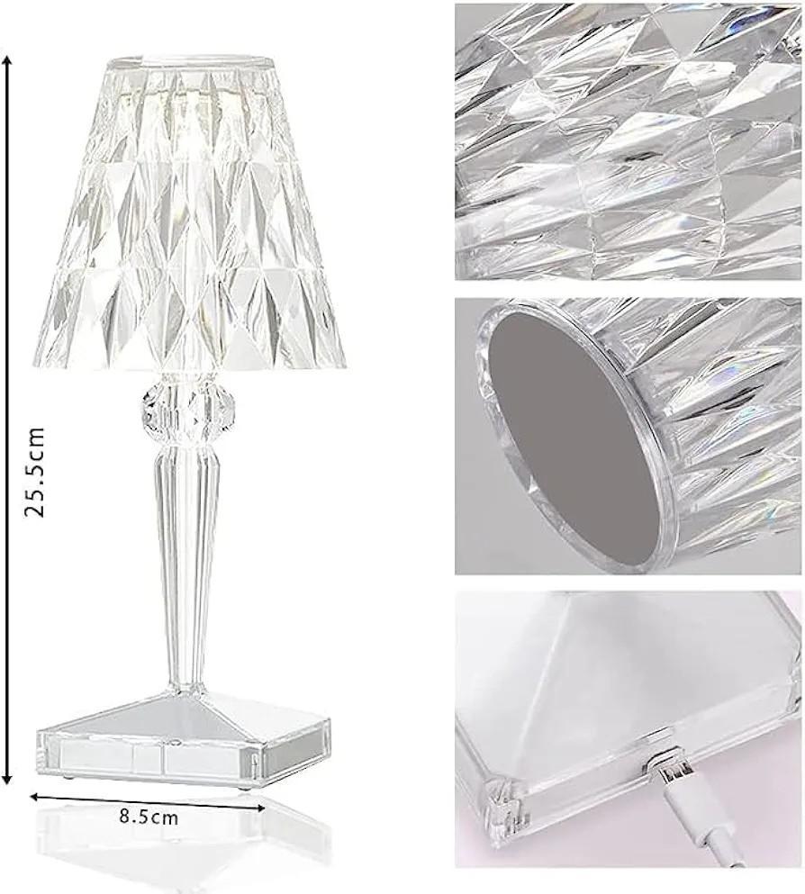 Rechargeable Crystal Table Lamp Golden White 25cm