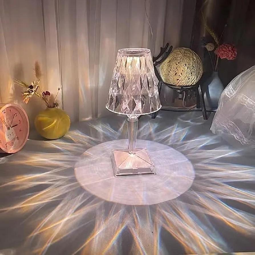 Rechargeable Crystal Table Lamp Golden White 25cm