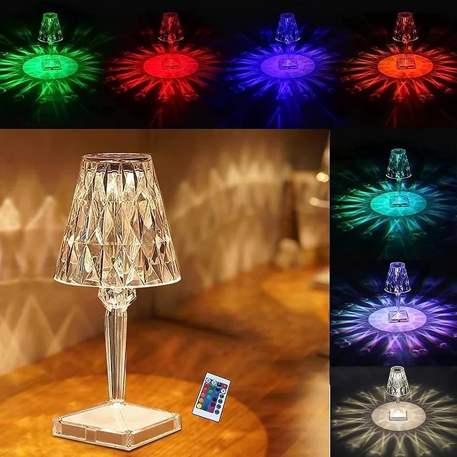 Rechargeable Crystal Table Lamp Golden White 25cm