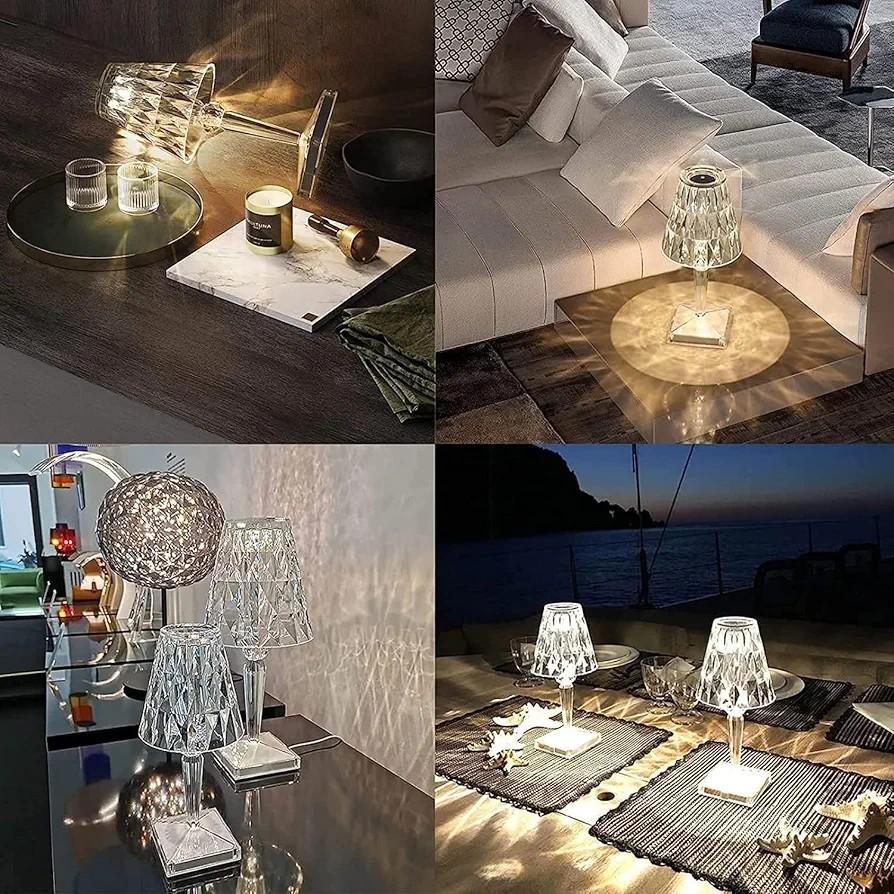 Rechargeable Crystal Table Lamp Golden White 25cm