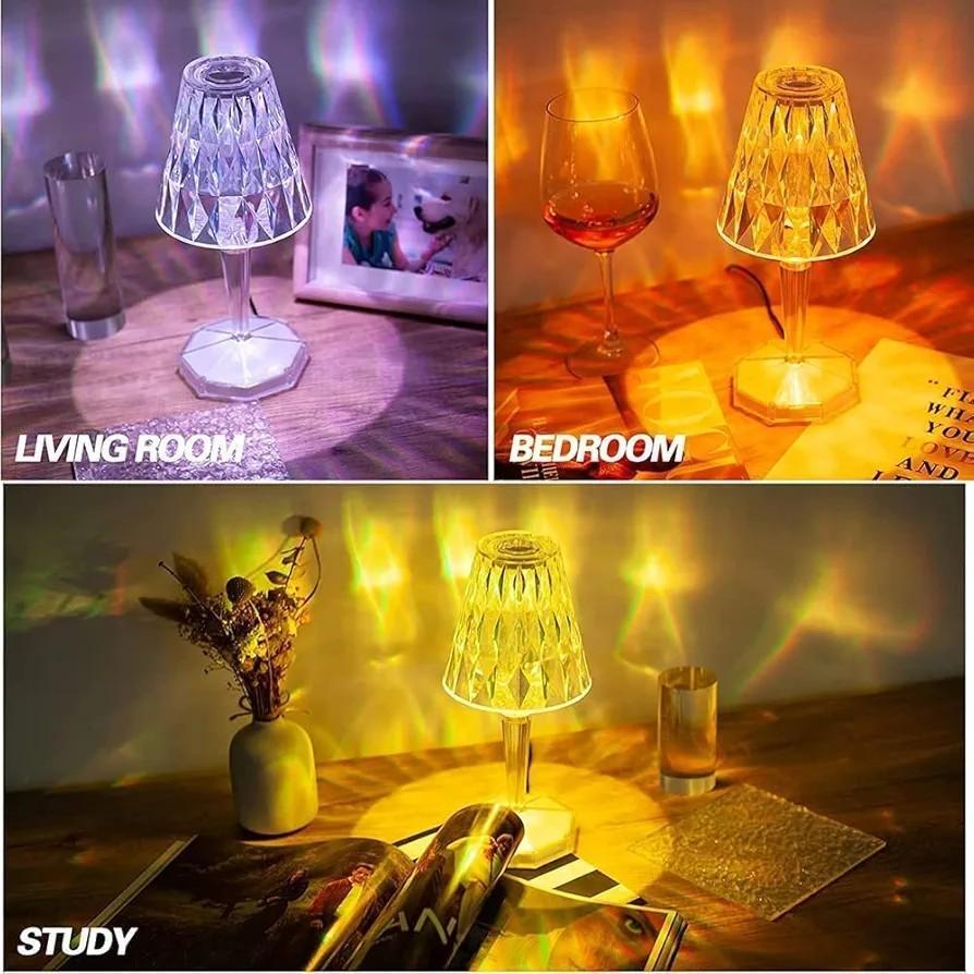 Rechargeable Crystal Table Lamp Golden White 25cm
