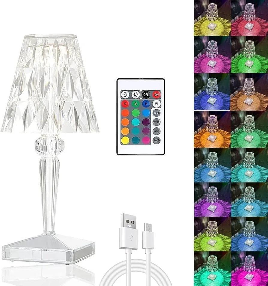 Rechargeable Crystal Table Lamp Golden White 25cm
