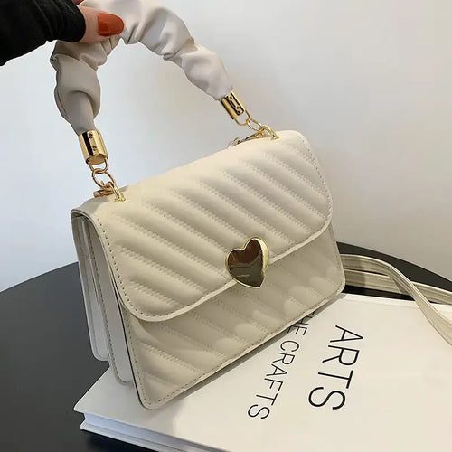 Fashion Texture Pleated Shoulder Crossbody Bag Beige 2022