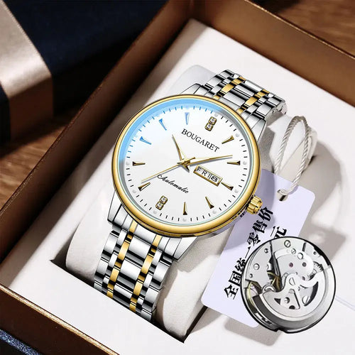 Men's Waterproof Luminous Calendar Watch with Stainless Steel Band