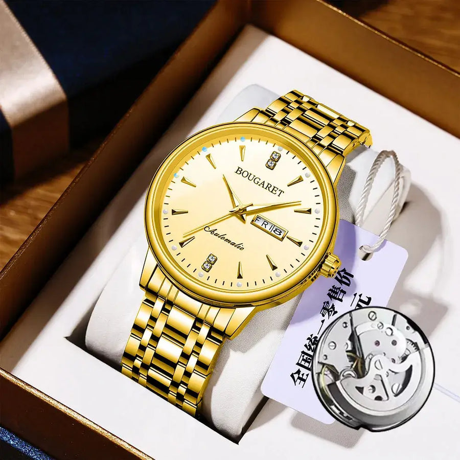 Men's Waterproof Luminous Calendar Watch with Stainless Steel Band