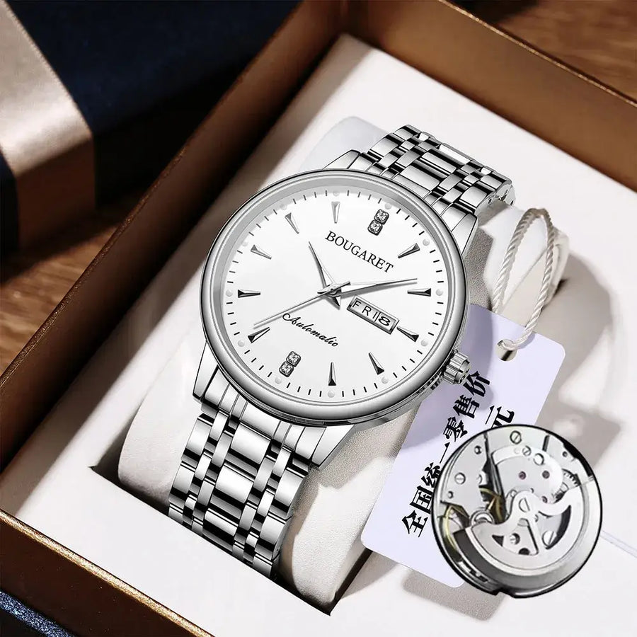 Men's Waterproof Luminous Calendar Watch with Stainless Steel Band
