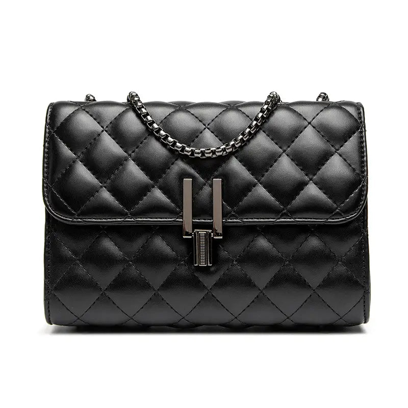 Black Rhomboid Chain Crossbody Bag for Women